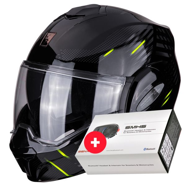 Modulare Apribile Scorpion Exo Tech Pulse Nero + Kit Bluetooth Sena SMH5