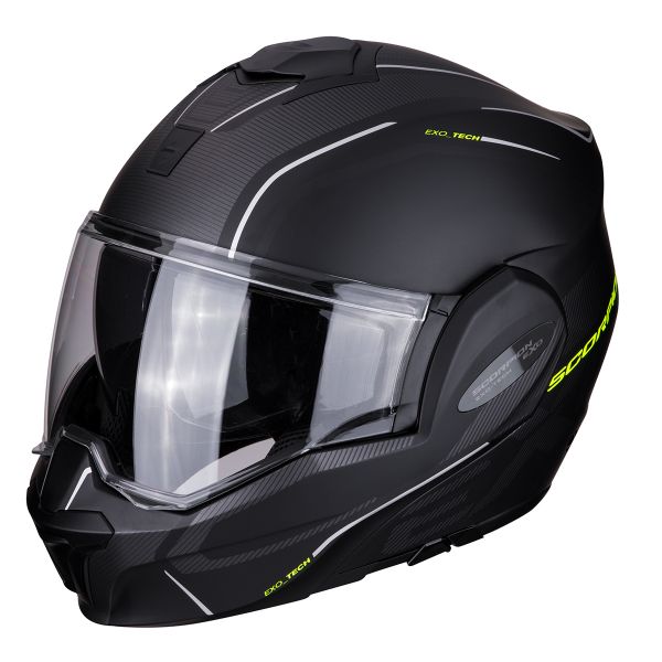 Scorpion Exo Tech Time-Off Nero Opaco Giallo Fluo + Kit Bluetooth Sena SMH5