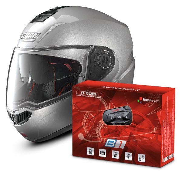 Modulare Apribile Nolan N104 Absolute Special N-Com Salt Silver 11 + B1 Bluetooth Kit