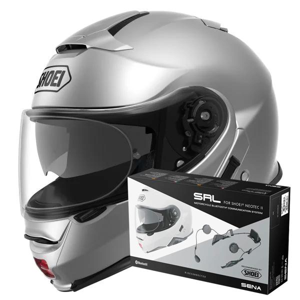 Pack Casco Moto + Kit Bluetooth : Shoei Neotec II Light Silver + Intercom  Sena Gt-Air 2 SRL-02 | iCasque.it