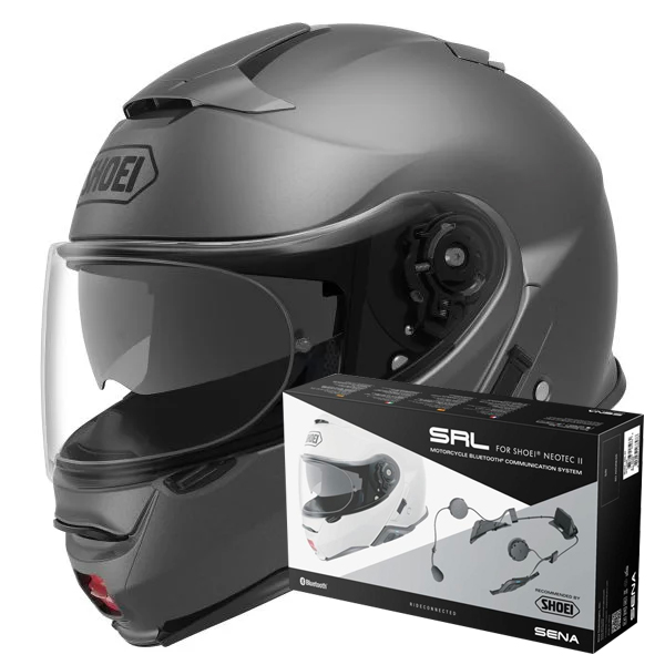 Pack Casco Moto + Kit Bluetooth : Shoei Neotec II Matt Deep Grey + Intercom  Sena Gt-Air 2 SRL-02 | iCasque.it