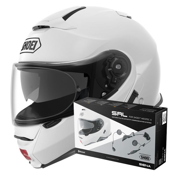 Pack Casco Moto + Kit Bluetooth : Shoei Neotec II White + Intercom Sena  Gt-Air 2 SRL-02 | iCasque.it
