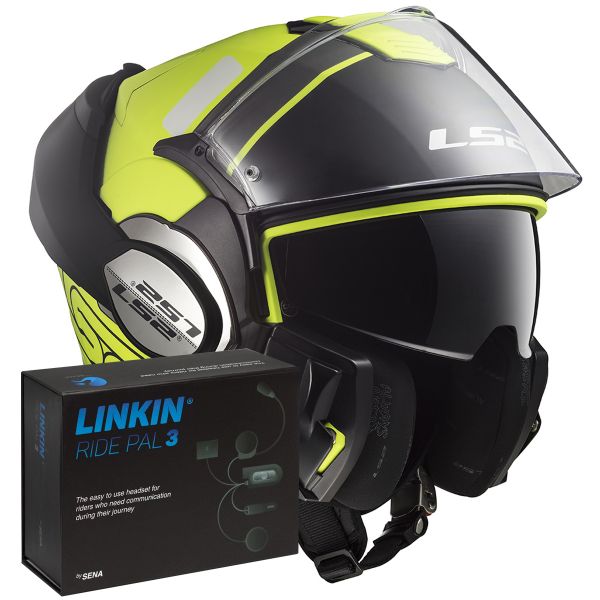 Modulare Apribile LS2 Valiant Prox Matt H-V Yellow Black FF399 + Linkin Ride Pal III