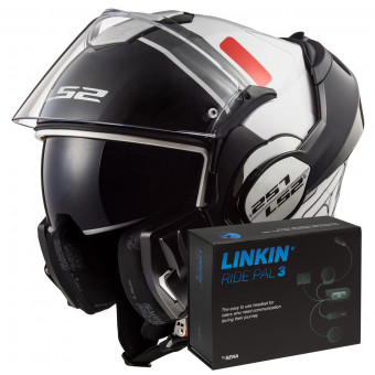 Casque Modulare Apribile LS2 Valiant Prox White Red FF399 + Linkin Ride Pal III Casque Modulare Apribile LS2 Valiant Prox White Red FF399 + Linkin Ride Pal III