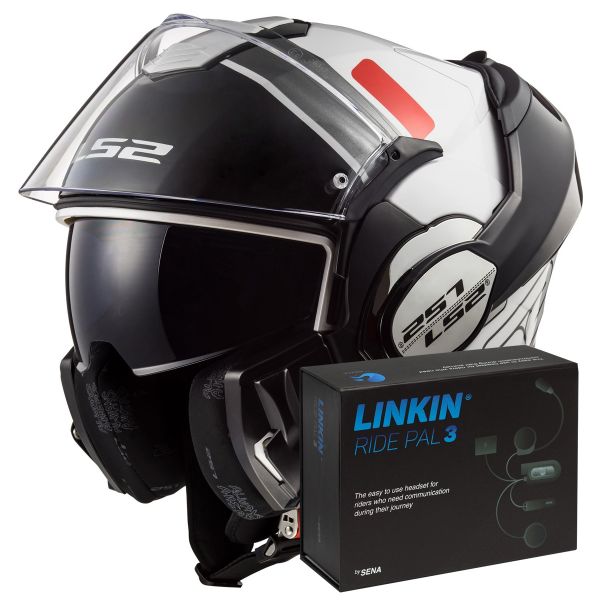 Modulare Apribile LS2 Valiant Prox White Red FF399 + Linkin Ride Pal III