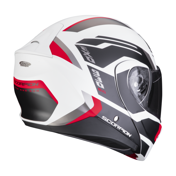 Scorpion Exo 930 Evo Sikon Matt White Black Red + Kit Bluetooth BT Mini