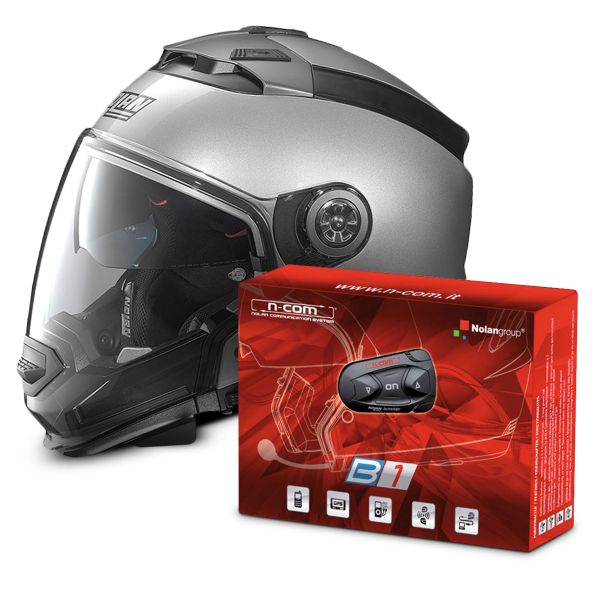 Modulare Crossover Nolan N44 Evo Classic N-Com Platinum Silver 1 + B1 Bluetooth Kit