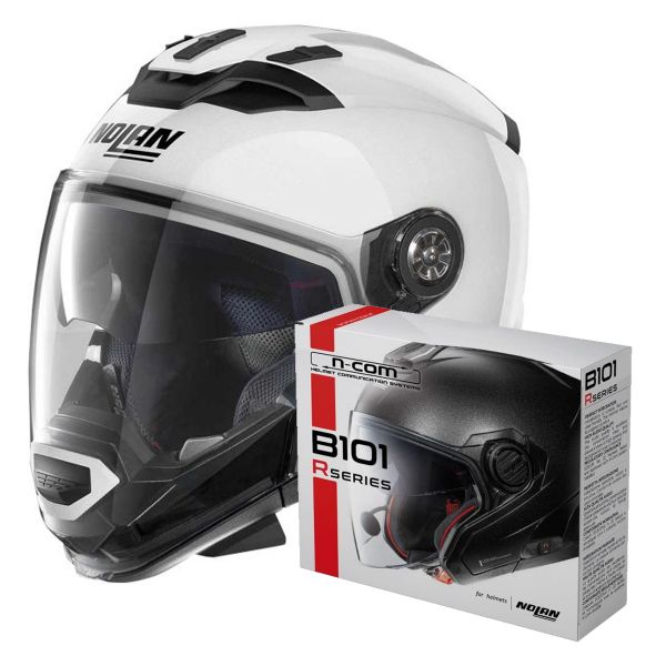 Modulare Crossover Nolan N70 2 GT Classic N-Com Metal White 5 + Kit Bluetooth B101R