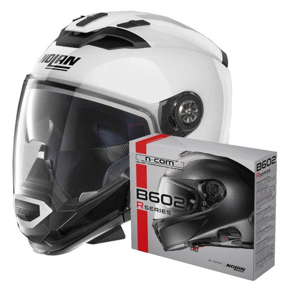 Modulare Crossover Nolan N70 2 GT Classic N-Com Metal White 5 + Kit Bluetooth B602R