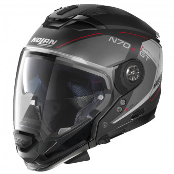 Modulare Crossover Nolan N70 2 GT Lakota N-Com Flat Grey Red 35