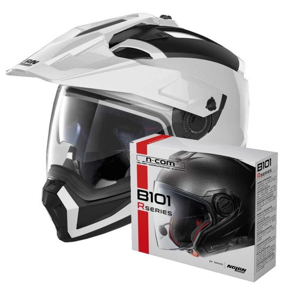 Modulare Crossover Nolan N70 2 X Classic N-Com Metal White 5 + Kit Bluetooth B101R