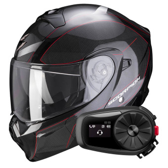 Modulare Crossover Scorpion Exo 930 Cielo Pearl Black Red + Kit Bluetooth 5S