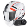 Casque Modulare Crossover Scorpion Exo 930 Evo Ardens Matt White Black Red + Kit Bluetooth Lokui K30