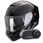 Casque Modulare Crossover Scorpion Exo 930 Evo Solid Black + Kit Bluetooth Lokui K30