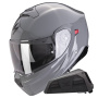 Casque Modulare Crossover Scorpion Exo 930 Evo Solid Cement Grey + Kit bluetooth Exo-Com Link-1