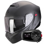 Casque Modulare Crossover Scorpion Exo 930 Evo Solid Matt Pearl Black + Kit Bluetooth 5S Solo