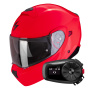 Casque Modulare Crossover Scorpion Exo 930 Evo Solid Neon Red + Kit Bluetooth 5S Solo