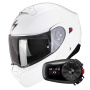 Casque Modulare Crossover Scorpion Exo 930 Evo Solid White + Kit Bluetooth 5S Solo