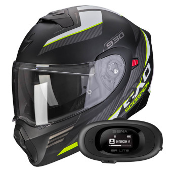 Modulare Crossover Scorpion Exo 930 Navig Black Matt Yellow Fluo + Kit bluetooth 5R Lite