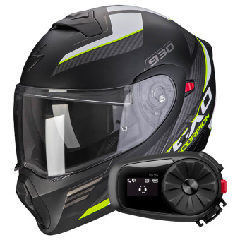 Modulare Crossover Scorpion Exo 930 Navig Black Matt Yellow Fluo + Kit Bluetooth 5S