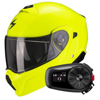 Modulare Crossover Scorpion Exo 930 Solid Neon Yellow + Kit Bluetooth 5S