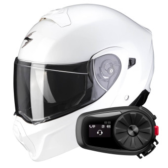 Modulare Crossover Scorpion Exo 930 Solid White + Kit Bluetooth 5S