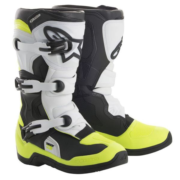 Stivali Cross Alpinestars Tech 3S Kids Black White Yellow Fluo