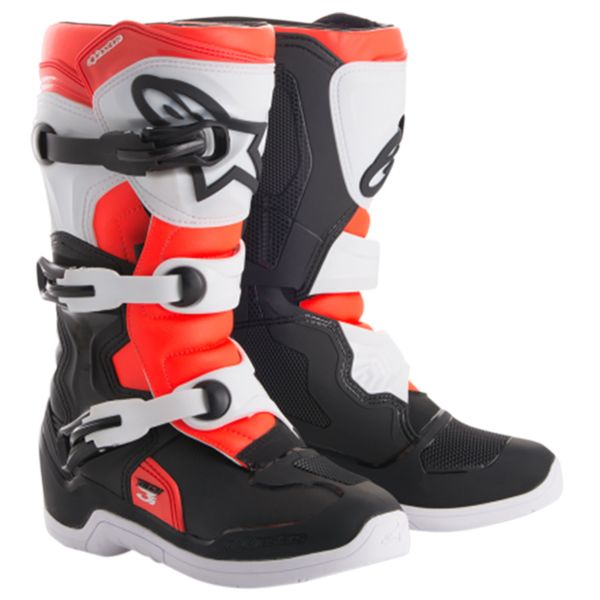 Stivali Cross Alpinestars Tech 3S Gioventù Nero Bianco Rosso Fluo Stivali Cross Alpinestars Tech 3S Gioventù Nero Bianco Rosso Fluo
