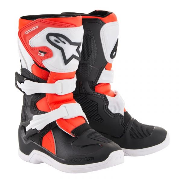 Stivali Cross Alpinestars Tech 3S Bambini Nero Bianco Rosso Fluo Stivali Cross Alpinestars Tech 3S Bambini Nero Bianco Rosso Fluo