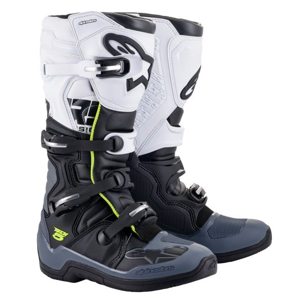Stivali Cross Alpinestars TECH 5 Nero Grigio Scuro Bianco