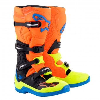 Stivali Cross Alpinestars Tech 5 Orange Fluo Enamel Blue Yellow Fluo