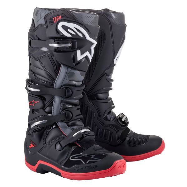 Stivali Cross Alpinestars Tech 7 Black Cool Grey Red