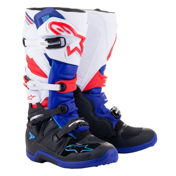 Stivali Cross Alpinestars Tech 7 Black Dark Blue Red White