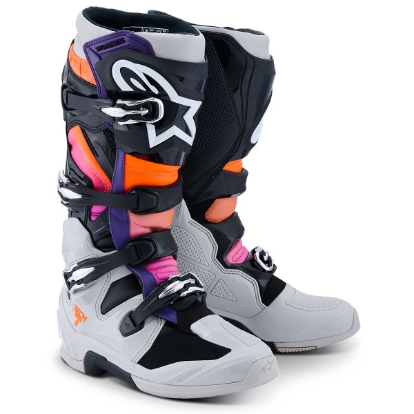Stivali Cross Alpinestars Tech 7 Black Lght Gry Orng FL Magenta