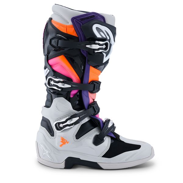 Alpinestars Tech 7 Black Lght Gry Orng FL Magenta