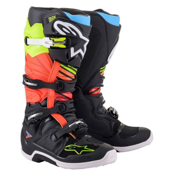 Stivali Cross Alpinestars Tech 7 Black Yellow Red Fluo