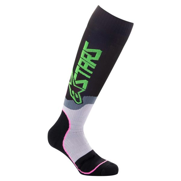 Calzini Cross Alpinestars Mx Plus-2 Socks Black Green Neon Pink Fluo Bambino