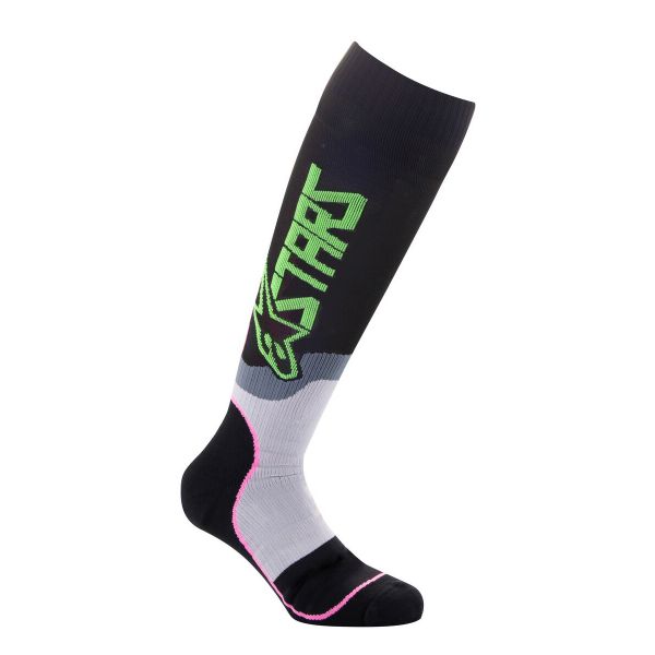 Calzini Cross Alpinestars Mx Plus-2 Socks Black Green Neon Pink Fluo