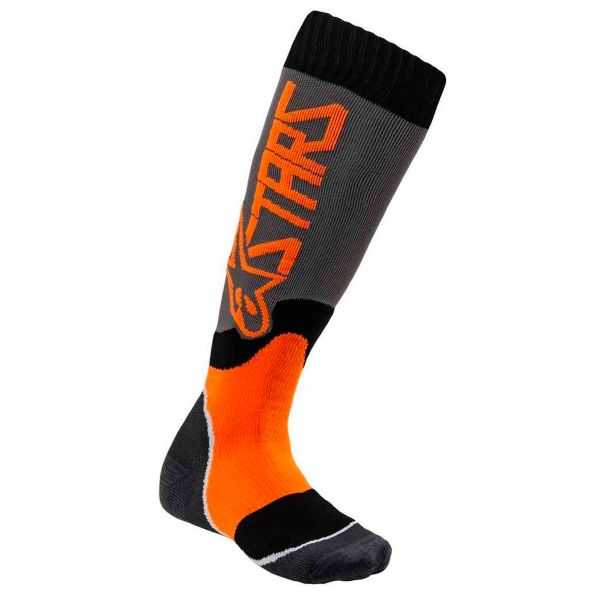 Calzini Cross Alpinestars Mx Plus-2 Socks Cool Grey Orange Fluo Bambino