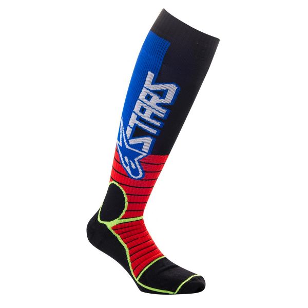 Calzini Cross Alpinestars Mx Pro Socks Bright Red Yellow Fluo Blue