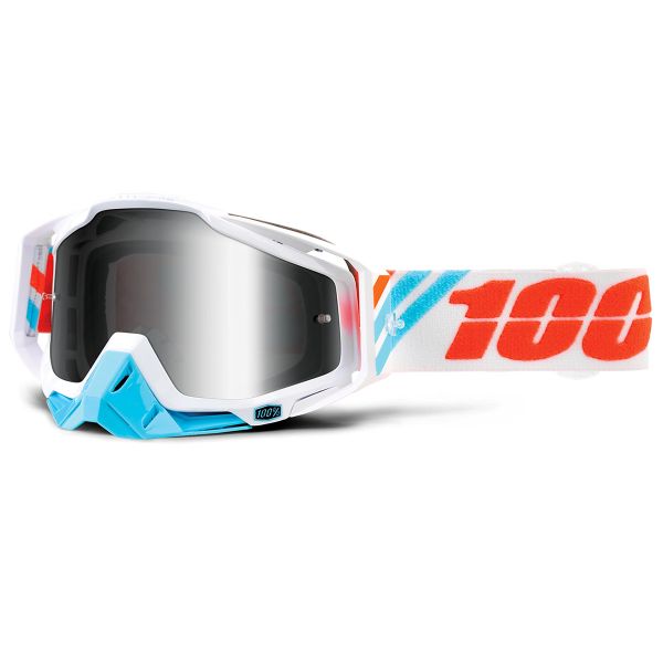 Maschera Cross 100% Racecraft Calculus Ice Mirror Silver Lens