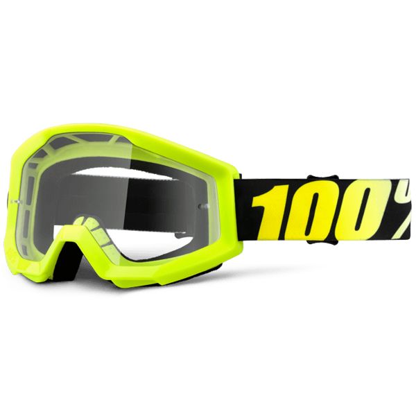 Maschera Cross 100% Strata Neon Yellow Clear Lens Bambino