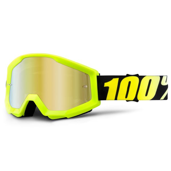 Maschera Cross 100% Strata Neon Yellow Mirror Gold Lens