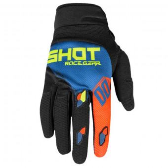 Guanti Cross SHOT Contact Trust Deep Blue Neon Orange CE