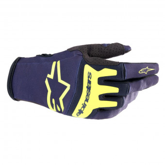 Guanti Cross Alpinestars Techstar Gloves Night Navy Yellow Fluo