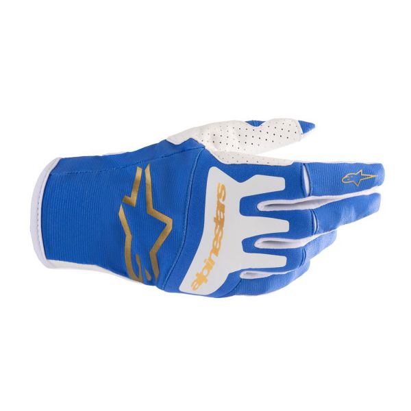 Guanti Cross Alpinestars Techstar Gloves Ucla Blue Brushed Gold