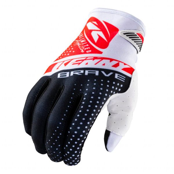 Guanti Cross Kenny Brave Black White Red Gloves