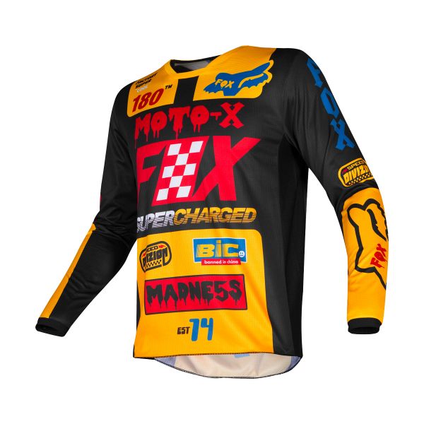 Maglia Cross FOX 180 Czar Nero Giallo Bambino