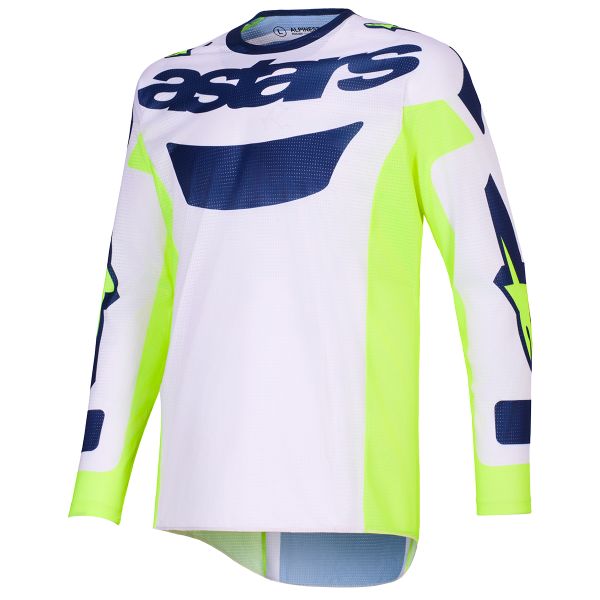 Maglia Cross Alpinestars Racer Air Riway Jersey Light Gray Yellow Fluo Blue