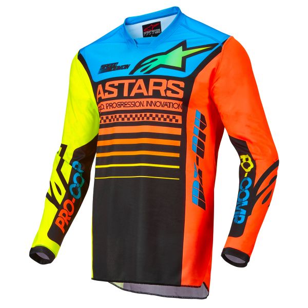 Maglia Cross Alpinestars Racer Compass Black Yellow Fluo Coral Maglia Cross Alpinestars Racer Compass Black Yellow Fluo Coral